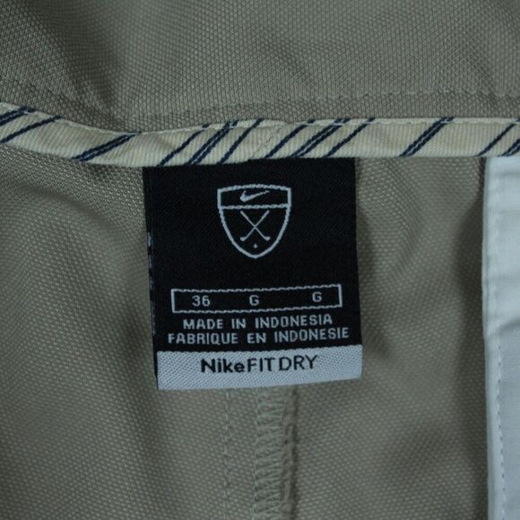 Nike FITDRY Golf Shorts Mens 36 Khaki Beige Performance Pleated Dress Summer - Picture 2 of 10